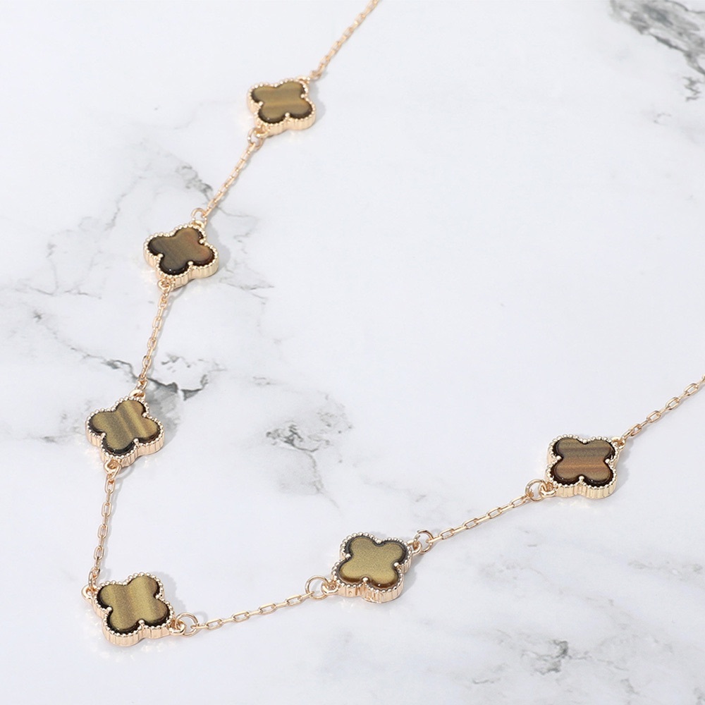 Quatrefoil Stone Station Necklace